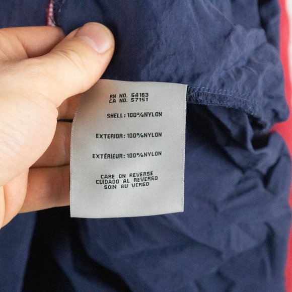 Levis Jacket Mens Medium Red Blue Oversized Half Zip Hooded Nylon Retro Striped - Picture 12 of 12